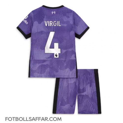 Liverpool Virgil van Dijk #4 Tredje Dräkt Barn 2023-24 Kortärmad (+ Korta byxor)